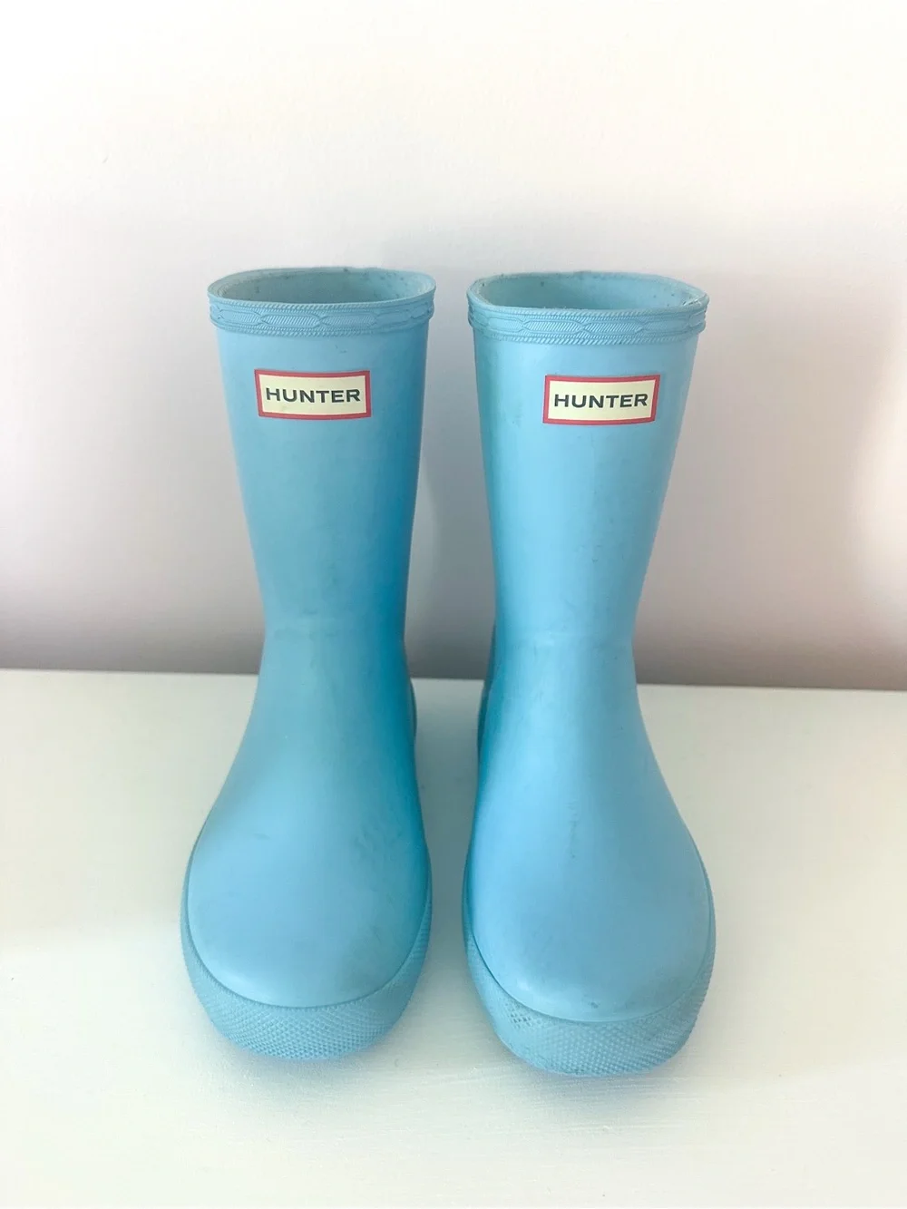 Hunter Kids US 12 light Blue Rubber Rain Boots GUC